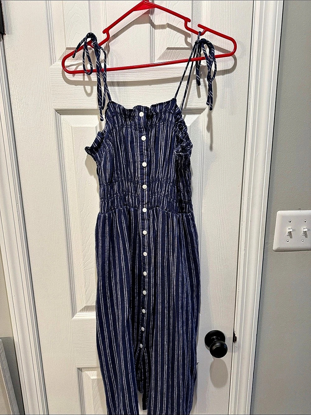 Blue & White Striped Jumpsuit